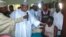 Borno State Governor Kashim Shettima, center, visits injured victims of heavy fighting at a hospital in Baga, Nigeria, April 21, 2013.