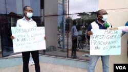 Jornalistas protestam contra investigações junto da Procuradoria-Geral da República, Luanda, Angola