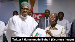 Le président nigérian Muhammadu Buhari a officiellement déposé mercredi sa candidature à la primaire de son parti, Abuja, Nigeria, 12 septembre 2018. (Twitter/Muhammadu Buhari)