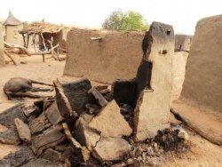 A destroyed home is seen June 11, 2019 in the Dogon village of Sobane-Kou, near Sangha, after an attack that killed over 100 ethnic Dogon on June 9, 2019.