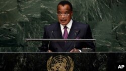 Denis Sassou Nguesso, président du Congo-Brazzaville, à l'ONU le 26 septembre 2014. (AP Photo/Richard Drew)