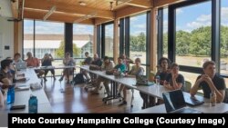 Students and faculty members meet at Hampshire College. (Photo courtesy of Hampshire College)