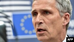 NATO Secretary General Jens Stoltenberg arrives before an EU summit meeting on June 28, 2016 at the European Union headquarters in Brussels.
