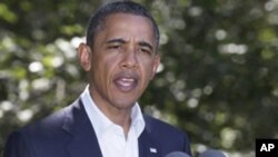 President Barack Obama speaks about Libya, Monday, Aug. 22, 2011, while on vacation on Martha's Vineyard, Mass.