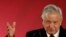 FILE - Mexican President Andres Manuel Lopez Obrador speaks during a press conference in Mexico City.