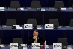 lovakia's MEP Branislav Skripek attends a debate on the protection of investigative journalists in Europe after the murder of Slovak journalist Jan Kuciak, at the European Parliament in Strasbourg, France, March 14, 2018.