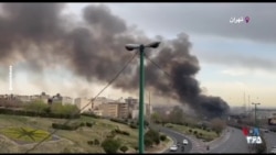 ستون دود حاصل انفجار در بزرگراه حکیم تهران، سر تقاطع یادگار جنوب- دوشنبه ۱۱ اسفند
