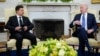 President Joe Biden, right, meets with Ukrainian President Volodymyr Zelenskiy in the Oval Office of the White House, in Washington, Sept. 1, 2021. 