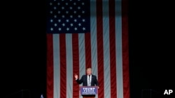 Republican presidential candidate Donald Trump speaks during a campaign rally at Sacred Heart University, Aug. 13, 2016.