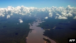 Vista aérea do rio Essequibo na Guiana
(F