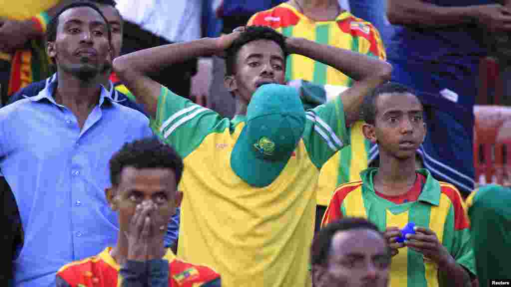 Supporters of Ethiopia's football team watch their 2014 World Cup qualifying match against Nigeria.