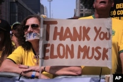 Demonstrators take part in a demonstration calling for the impeachment of Supreme Court Minister Alexandre de Moraes, who recently imposed a nationwide block on Elon Musk’s social media platform X, in Sao Paulo, Saturday, Sept. 7, 2024.