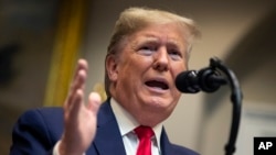 FILE - President Donald Trump speaks at the White House in Washington, Jan. 9, 2020.