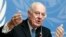 FILE - United Nations Special Envoy of the Secretary-General for Syria Staffan de Mistura speaks to media during a news conference in Geneva, Jan. 15, 2015.