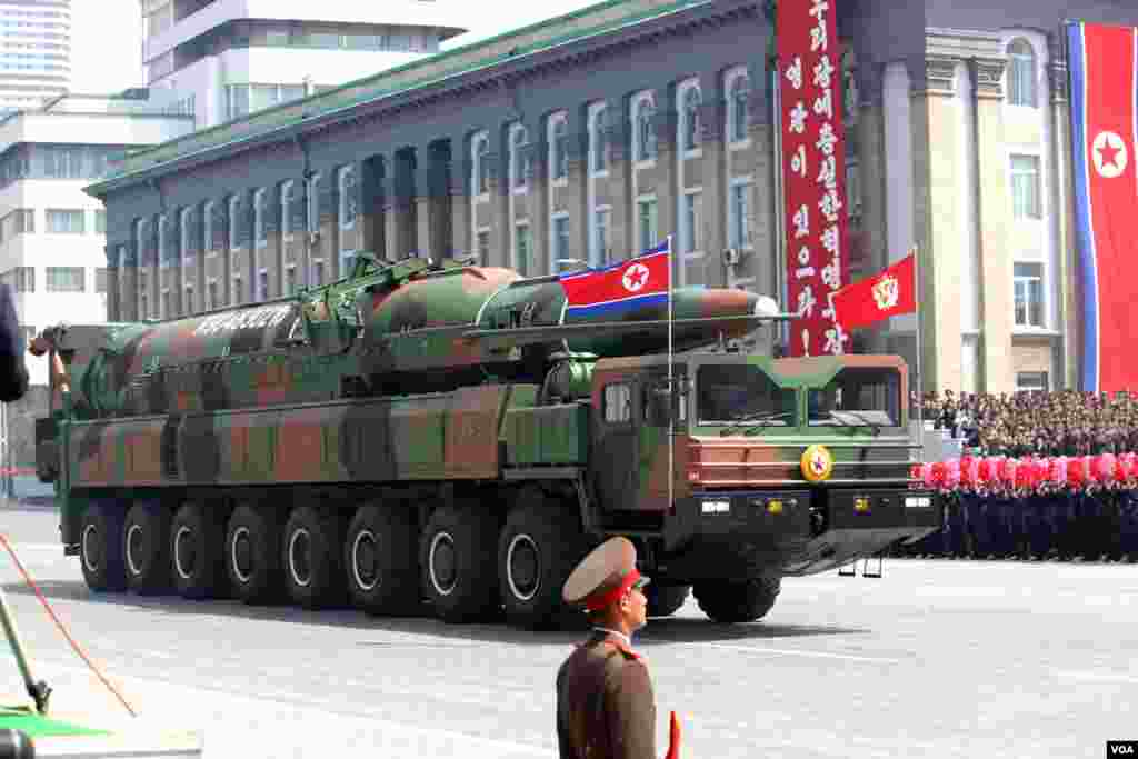 North Korea unveiled a new long-range missile at the event. (Sungwon Baik/VOA)