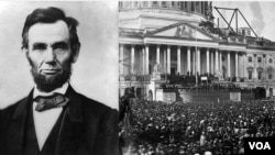 Abraham Lincoln and scene from his inauguration.