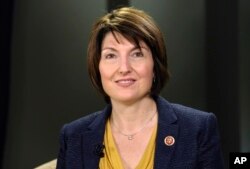 FILE - Rep. Cathy McMorris Rodgers, R-Wash., is pictured on Capitol Hill, Jan. 28, 2014. Commenting on recent allegations of sexual harassment across the country, McMorris Rodgers said that "each one of us must be doing our part to lead by example and rebuild the moral fabric in our country.”