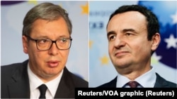 Predsednik Srbije Aleksandar Vučić i kosovski premijer Aljbin Kurti (Reuters/VOA graphic)