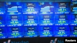 Una imagen de los resultados del Nasdaq Composite al alza, en una foto de archivo de 2015, que como hoy ha cerrado con un récord para varias sesiones de intercambio bursátil.