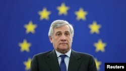 Ketua Parlemen Eropa yang baru dilantik, Antonio Tajani, di Strasbourg, Perancis (17/1). (Reuters/Christian Hartmann)