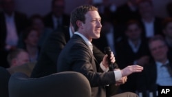 Facebook CEO Mark Zuckerberg speaks during the awarding ceremony of the newly established Axel Springer Award in Berlin, Feb. 25, 2016.