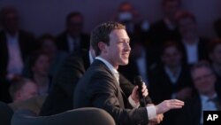 FILE - Facebook CEO Mark Zuckerberg speaks during the awarding ceremony of the newly established Axel Springer Award in Berlin, Feb. 25, 2016.