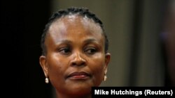 FILE: South Africa Public Protector Busisiwe Mkhwebane, at a parliament briefing in Cape Town, South Africa, October 19,. 2016.