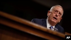 U.S. Secretary of Defense James Mattis testifies before a Senate Armed Services Committee hearing on Capitol Hill, in Washington, Oct. 3, 2017.