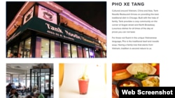 Website của nhà hàng Tank Noodle ở Chicago, Mỹ.