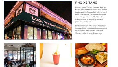 Website của nhà hàng Tank Noodle ở Chicago, Mỹ.