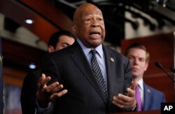 Rep. Elijah Cummings, D-Md., ranking member on the House Oversight and Government Reform Committee, speaks during a news conference on Capitol Hill in Washington, May 17, 2017.