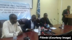 Les mouvements citoyens congolais et 169 organisations de la société civile ont organisé une conférence de presse conjointe pour présenter leur position commune pour une alternance politique pacifique le 19 décembre 2016, à Kinshasa, RDC, 21 octobre 2016.
