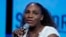 FILE - Tennis star Serena Williams speaks in Las Vegas, Nevada, Sept. 14, 2018. 