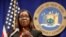 New York state Attorney General Letitia James takes a question after announcing during a news conference that the state is suing the National Rifle Association, Aug. 6, 2020, in New York. 