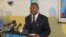 FILE - DRC Communications minister and governement spokesman, Lambert Mende, giving a press conference at his office, in Kinshasa. 