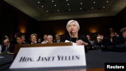 Janet Yellen en su primera audiencia en el Congreso.