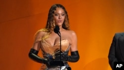 FILE: Beyonce accepts the award for best electronic or dance music album for "Renaissance" at the 65th annual Grammy Awards on Sunday, February 5, 2023, in Los Angeles.