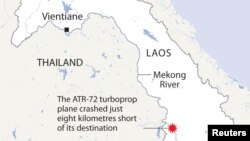 16일 라오스 남부에서 발생한 항공기 추락 사고 현장. 한국인 3명을 포함해 탑승자 44명 전원이 사망한 것으로 알려졌다.