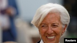 FILE - International Monetary Fund Managing Director Christine Lagarde arrives for the Women's Forum Americas, at Claustro de Sor Juana University in Mexico City, Mexico, May 30, 2019.