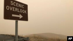 Smoke from wildfires obscures a scenic view near Lewiston, Idaho, Aug. 20, 2018. 