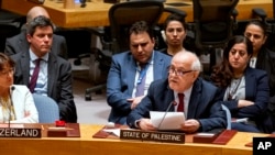 FILE—Palestinian Ambassador to the United Nations Riyad Mansour addresses Security Council at U.N. headquarters, Monday, March 25, 2024.