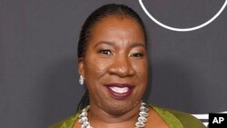 Tarana Burke arrives at Variety's Power of Women event at the Beverly Wilshire hotel in Beverly Hills, California, Oct. 12, 2018. Burke coined the phrase "Me Too" more than a decade before it became a global slogan for survivors of sexual violence.