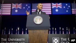 Presiden AS Barack Obama di Brisbane, Australia.