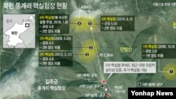 북한 풍계리 역대 핵실험장 현황.