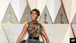 Janelle Monae arrives at the Oscars on Feb. 26, 2017, at the Dolby Theatre in Los Angeles.