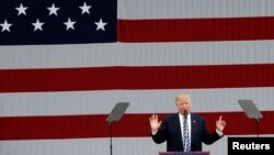 Republican presidential nominee Donald Trump speaks at a campaign rally in Greensboro, North Carolina, Oct. 14, 2016. 