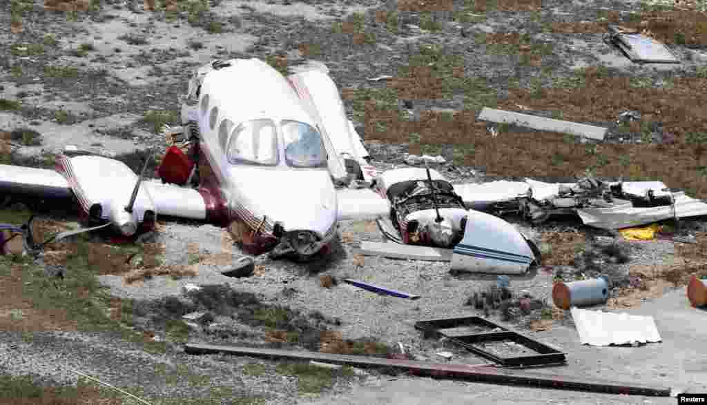 An aerial view shows damage at the Freeport airport after hurricane Dorian hit the Grand Bahama Island in the Bahamas.