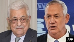 Presidenti palestinez Mahmoud Abbas (majtas) dhe Ministri izraelit i Mbrojtjes Benny Gantz (djathtas)