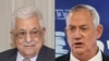 Di sebelah kiri, Presiden Palestina Mahmud Abbas terlihat dalam foto selebaran yang disediakan oleh kantor pers Otoritas Palestina, 1 Agustus 2021; dan Menteri Pertahanan Israel Benny Gantz terlihat pada 7 Juni 2021. (Foto: AFP)
