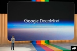 FILE - Alphabet CEO Sundar Pichai speaks about Google DeepMind at a Google I/O event in Mountain View, Calif., May 10, 2023. (AP Photo/Jeff Chiu, File)